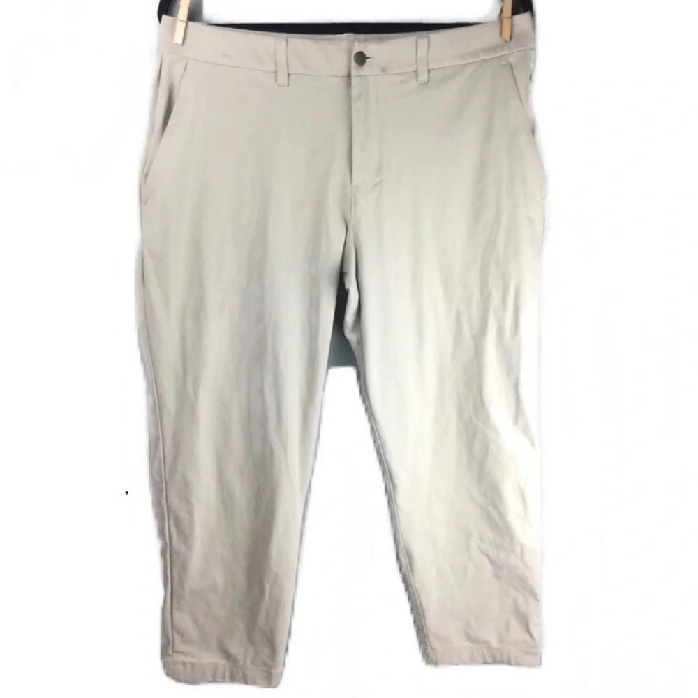 Lululemon ABC Classic Fit 28” Warpstreme Trench Khaki Trouser Size 34